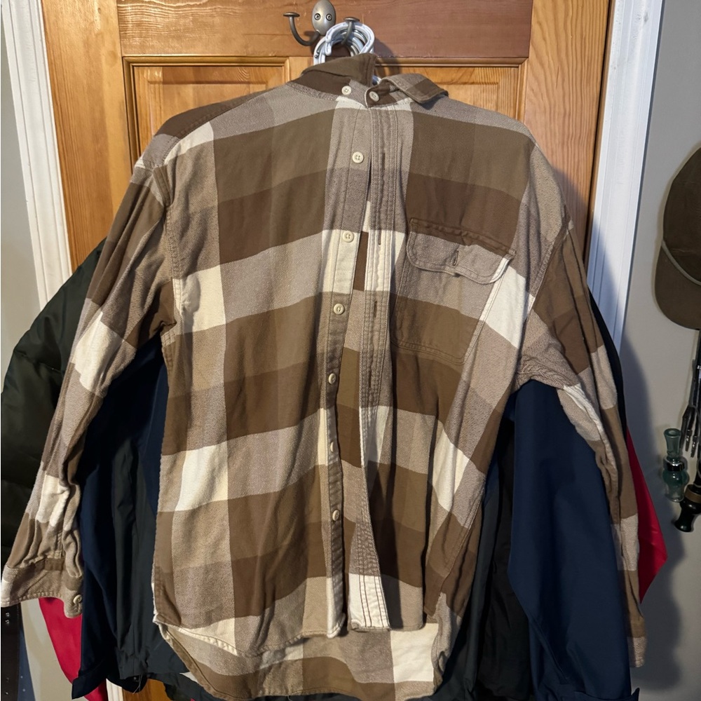 American Eagle Outfitters Men's Tan and Brown Plaid Shirt Jacket